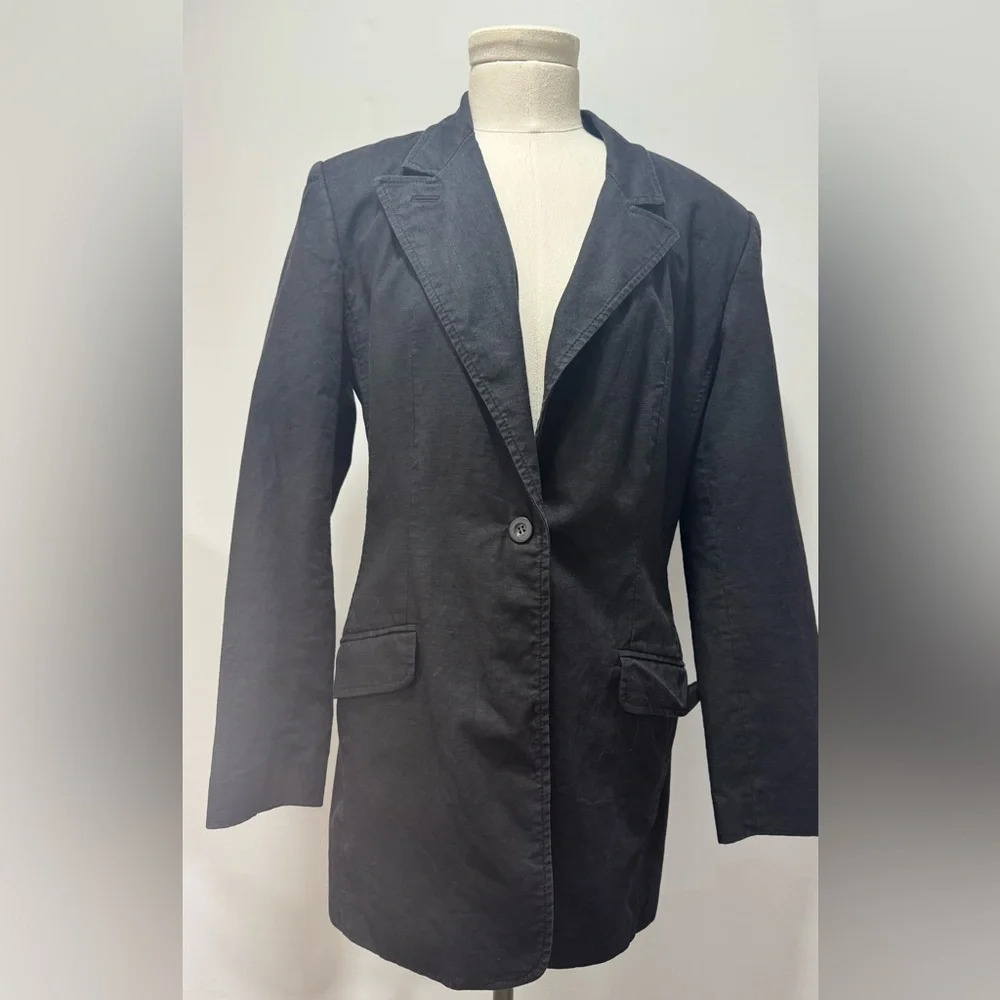 Halston Fashion Black Blazer Sz  8 45% Cotton